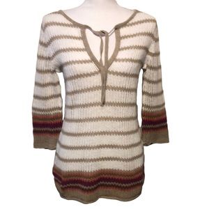 Tommy Bahama Crochet Striped Linen Blend Tunic Top
